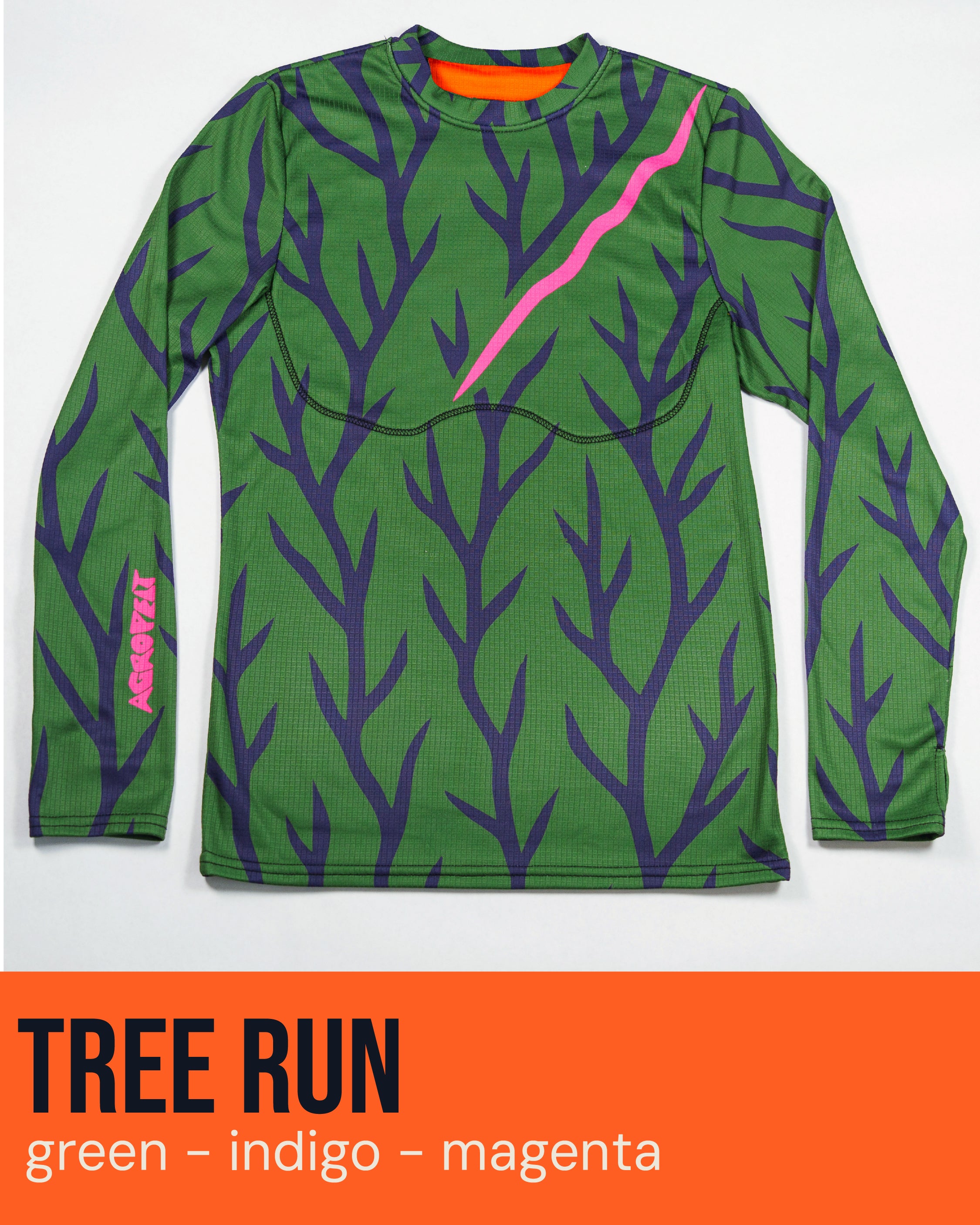Tree Run Green, Indigo, Pink